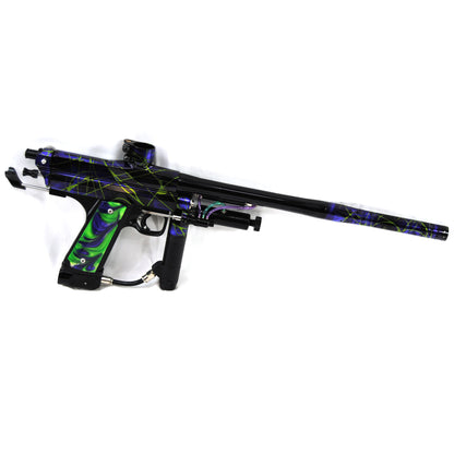 Used Inception Designs Fighter Autococker - Black/Purple w/ Green Splash