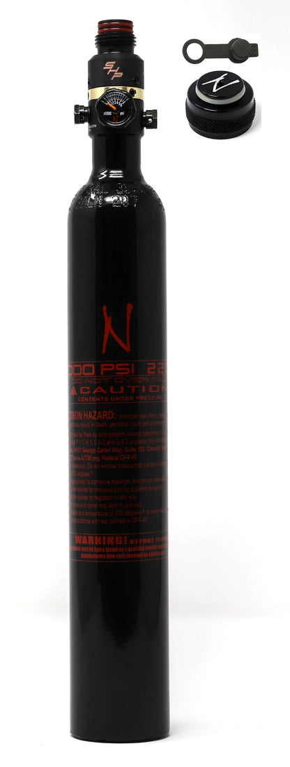 Ninja 22ci 3000psi HPA Tank with Thread Protector/Nipple Cover - Black - Ninja Paintball