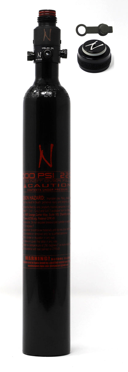 Ninja 22ci 3000psi HPA Tank with Thread Protector/Nipple Cover - Black - Ninja Paintball