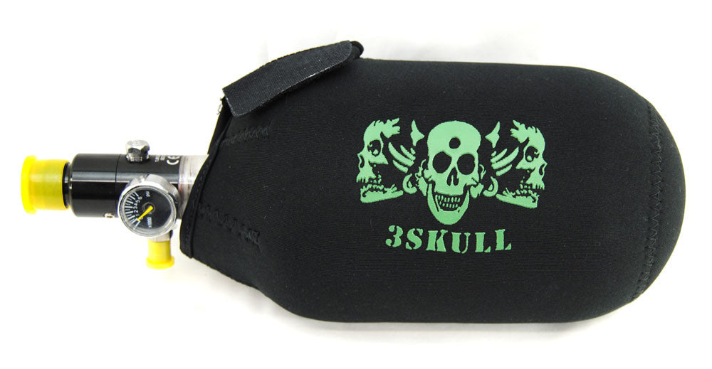 3Skull Paintball 68/4500 Tank Cover - Black/Green - 3Skull