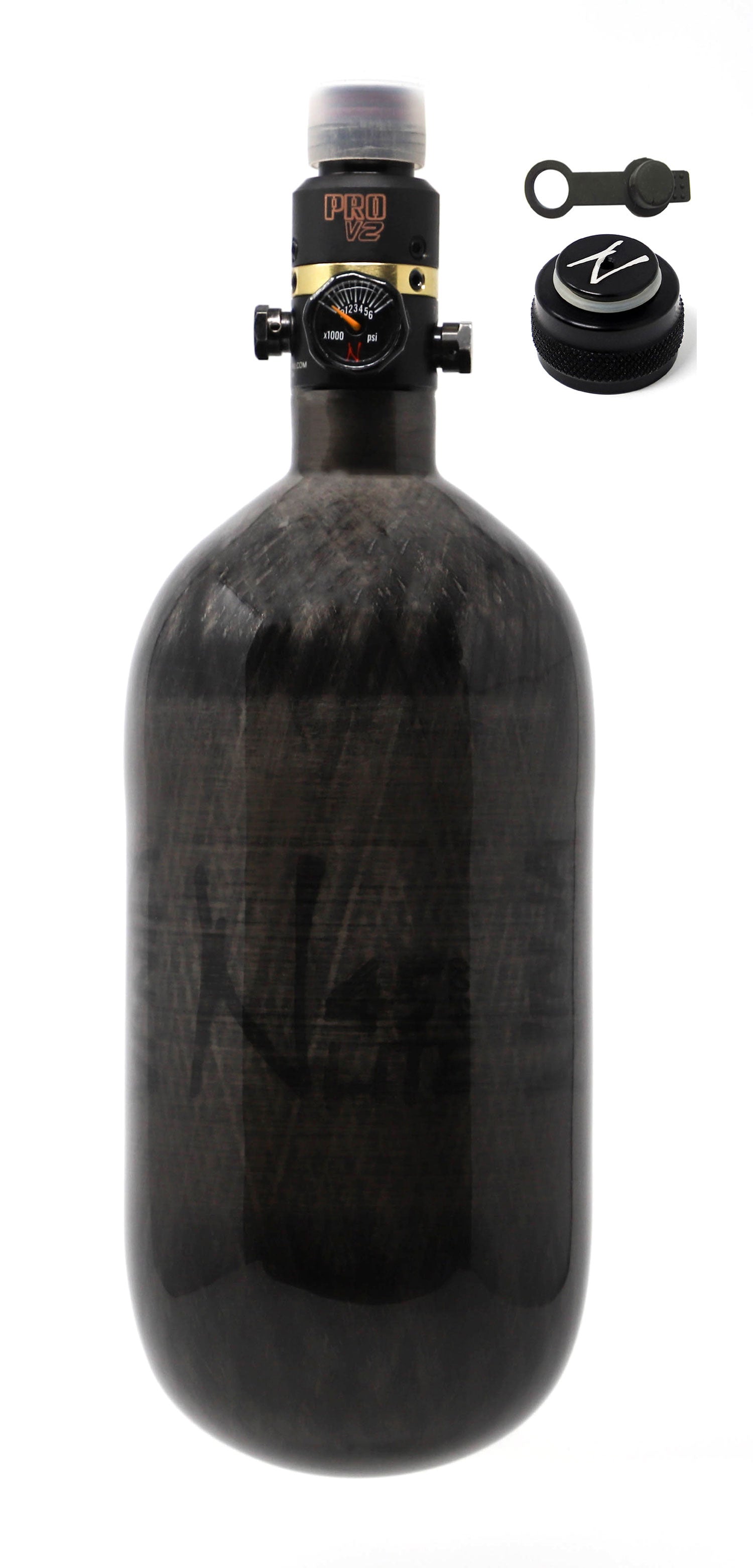 Ninja 45ci 4500psi HPA Tank with Thread Protector/Nipple Cover - Translucent Black - Ninja Paintball