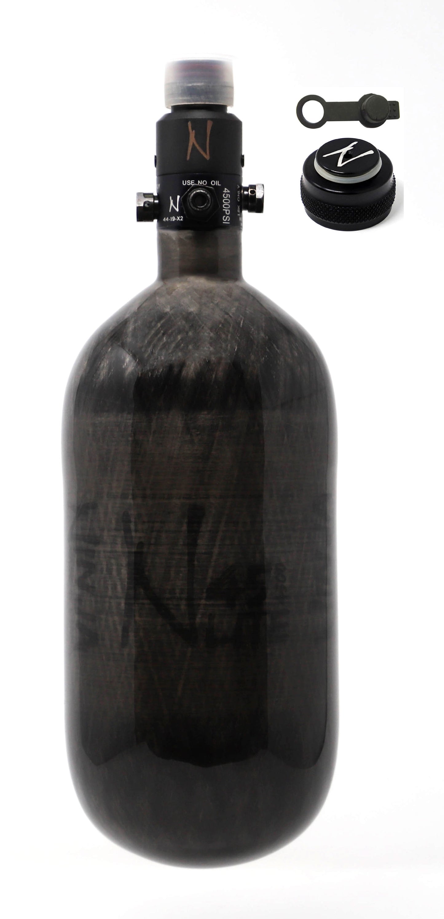 Ninja 45ci 4500psi HPA Tank with Thread Protector/Nipple Cover - Translucent Black - Ninja Paintball