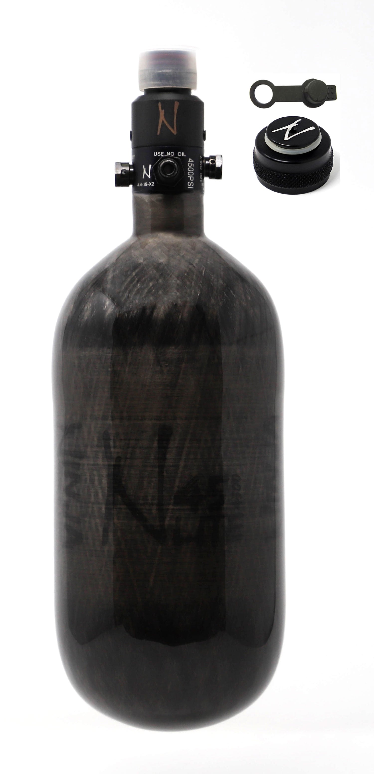 Ninja 45ci 4500psi HPA Tank with Thread Protector/Nipple Cover - Translucent Black - Ninja Paintball