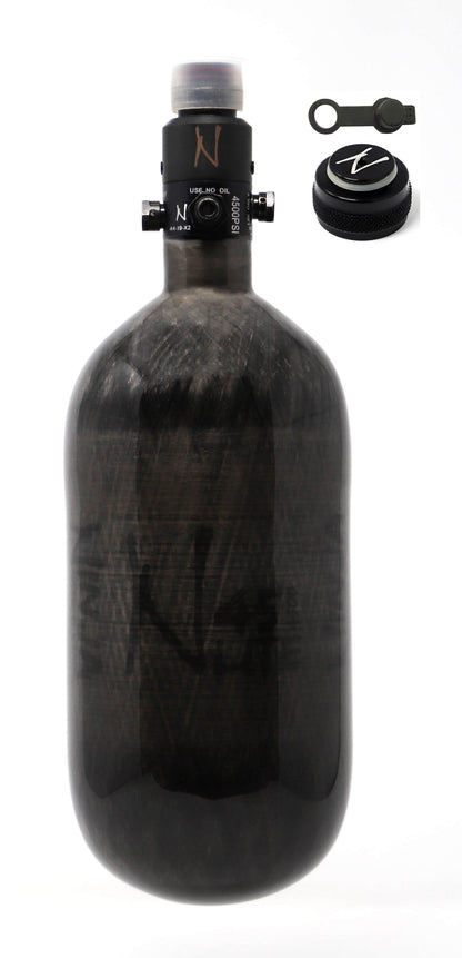 Ninja 45ci 4500psi HPA Tank with Thread Protector/Nipple Cover - Translucent Black - Ninja Paintball