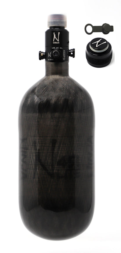 Ninja 45ci 4500psi HPA Tank with Thread Protector/Nipple Cover - Translucent Black - Ninja Paintball