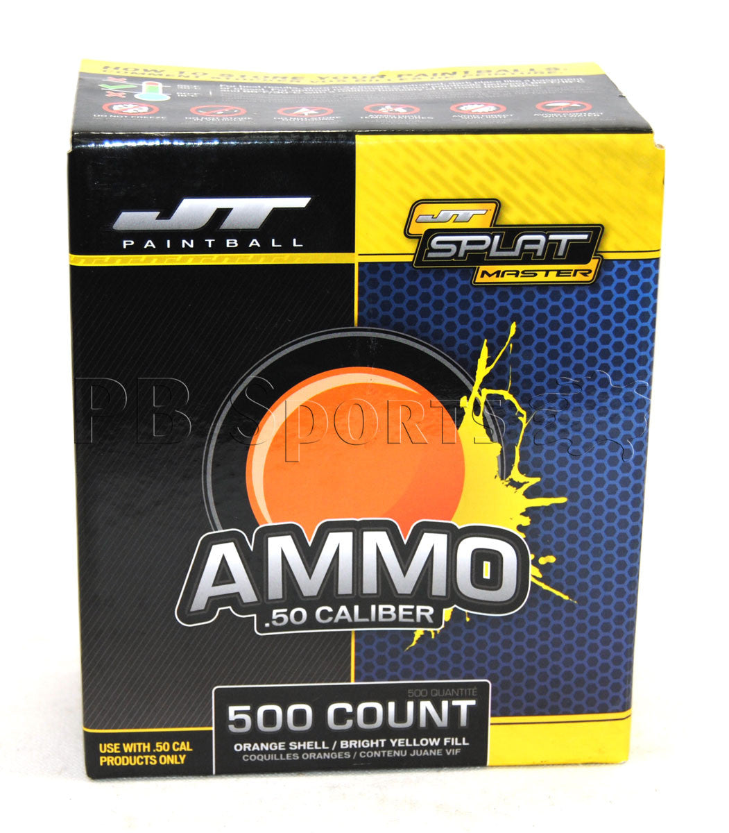 JT Splatmaster 500ct orange with yellow fill .50 cal paintballs 500 rounds - JT Splatmaster