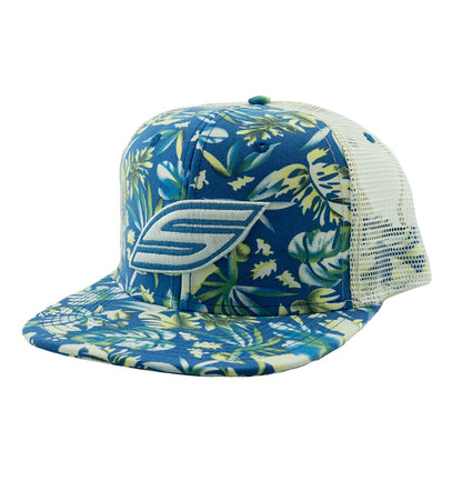 Social Paintball Snapback Hat - Blue Flower Trucker - Social Paintball