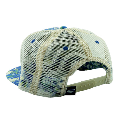 Social Paintball Snapback Hat - Blue Flower Trucker - Social Paintball