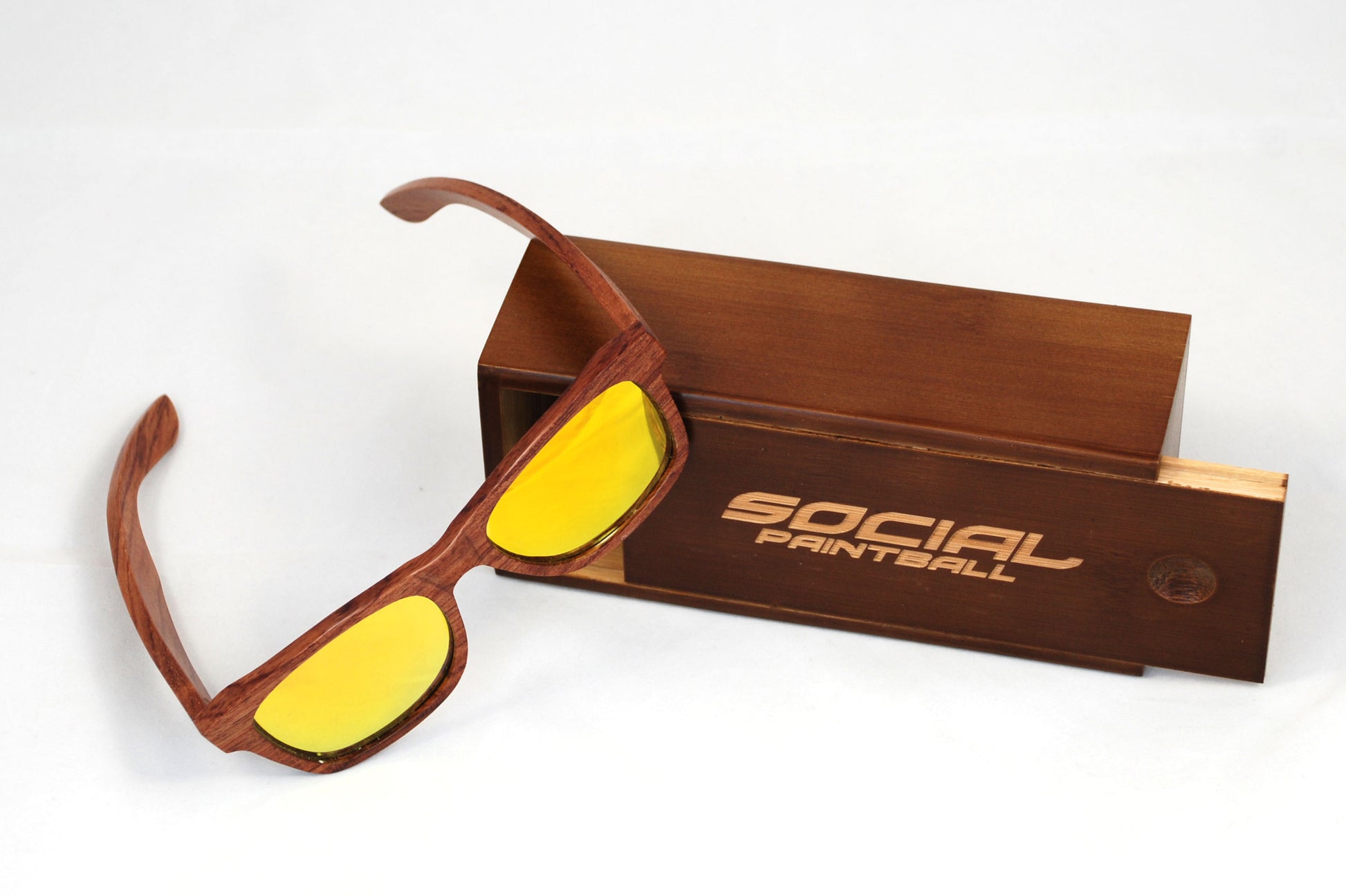 Social Paintball Sunglasses - Rosewood with Yellow Lens - Social Paintball