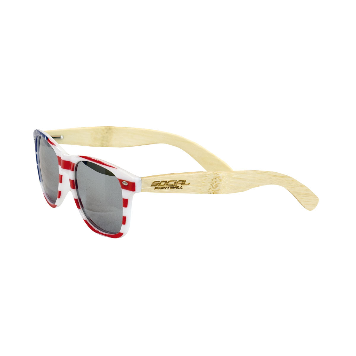 Social Paintball Sunglasses - USA Wood with Smoke Chrome Lens - Social Paintball