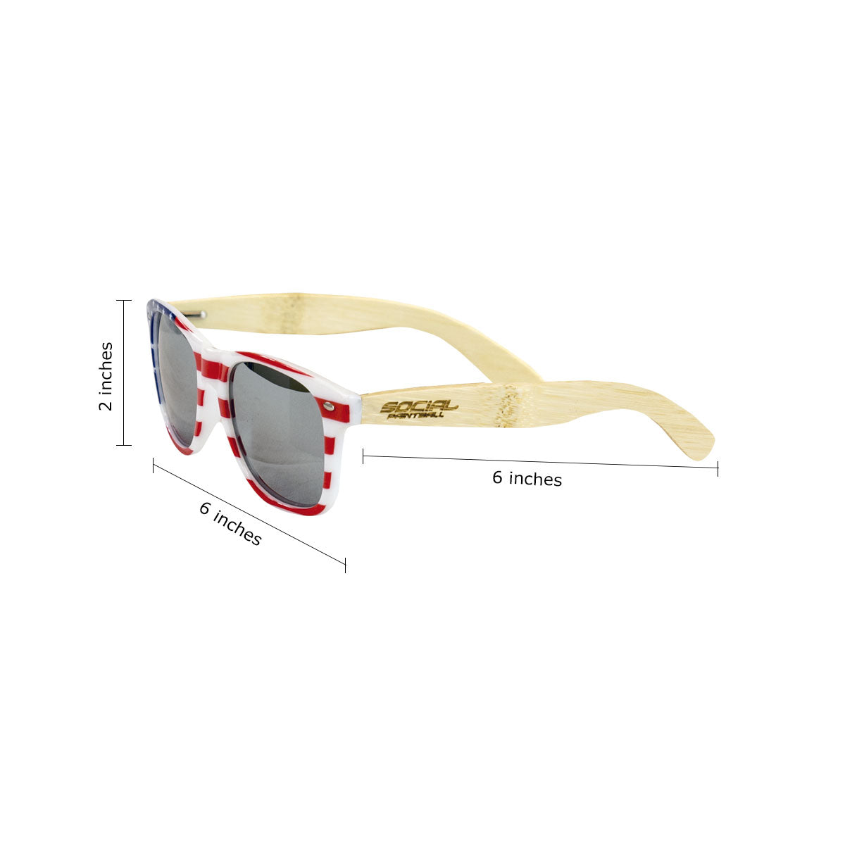 Social Paintball Sunglasses - USA Wood with Smoke Chrome Lens - Social Paintball