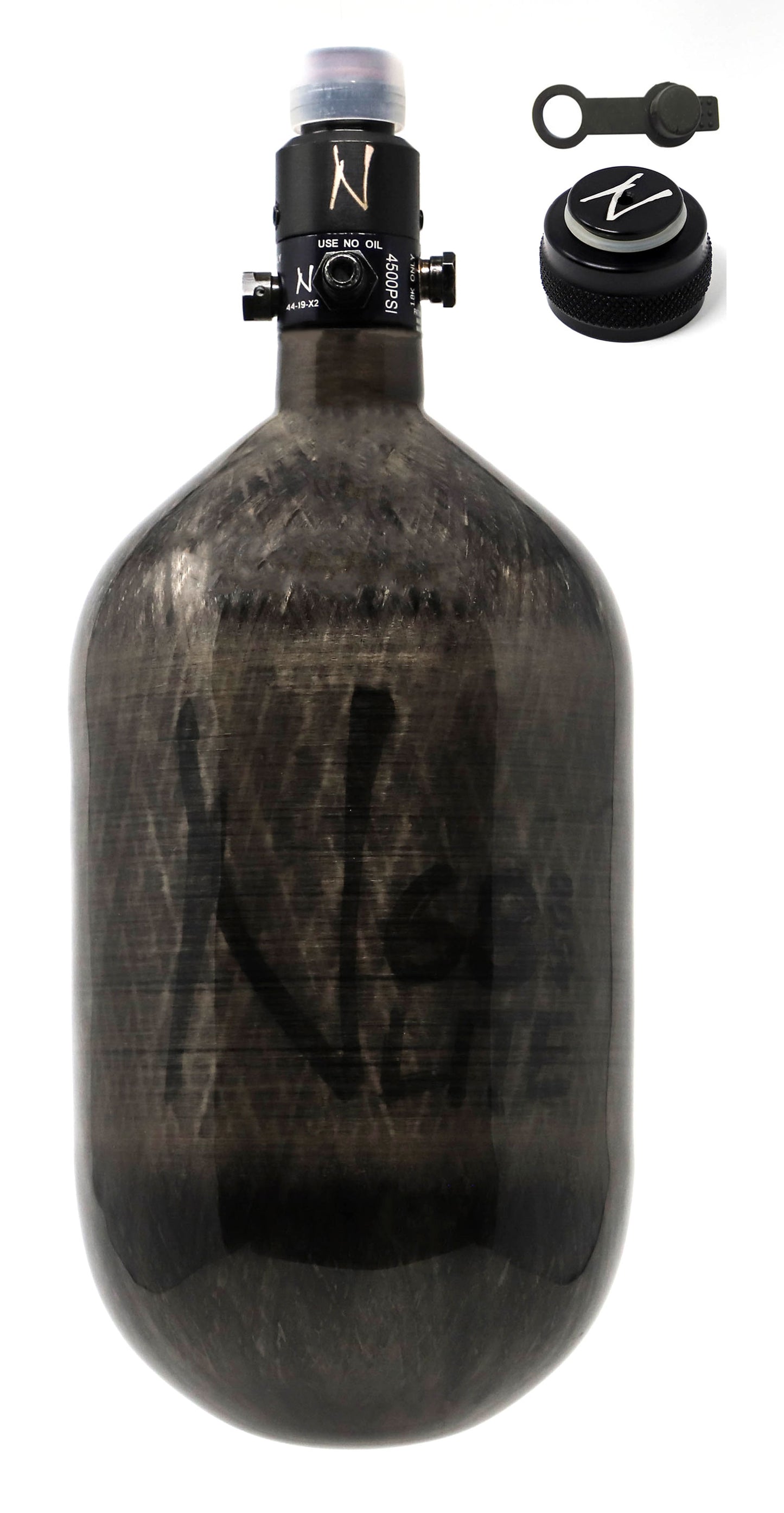 Ninja 68ci 4500psi HPA Tank with Thread Protector/Nipple Cover - Translucent Black - Ninja Paintball
