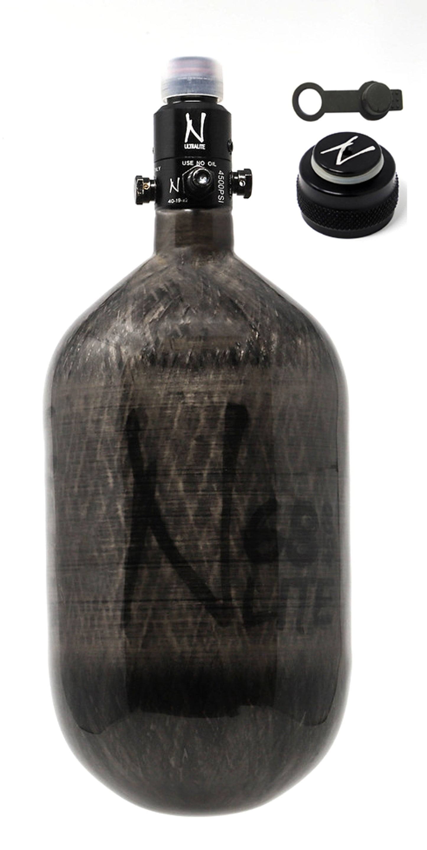 Ninja 68ci 4500psi HPA Tank with Thread Protector/Nipple Cover - Translucent Black - Ninja Paintball