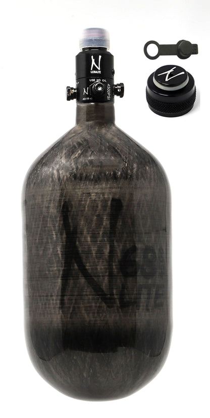Ninja 68ci 4500psi HPA Tank with Thread Protector/Nipple Cover - Translucent Black - Ninja Paintball