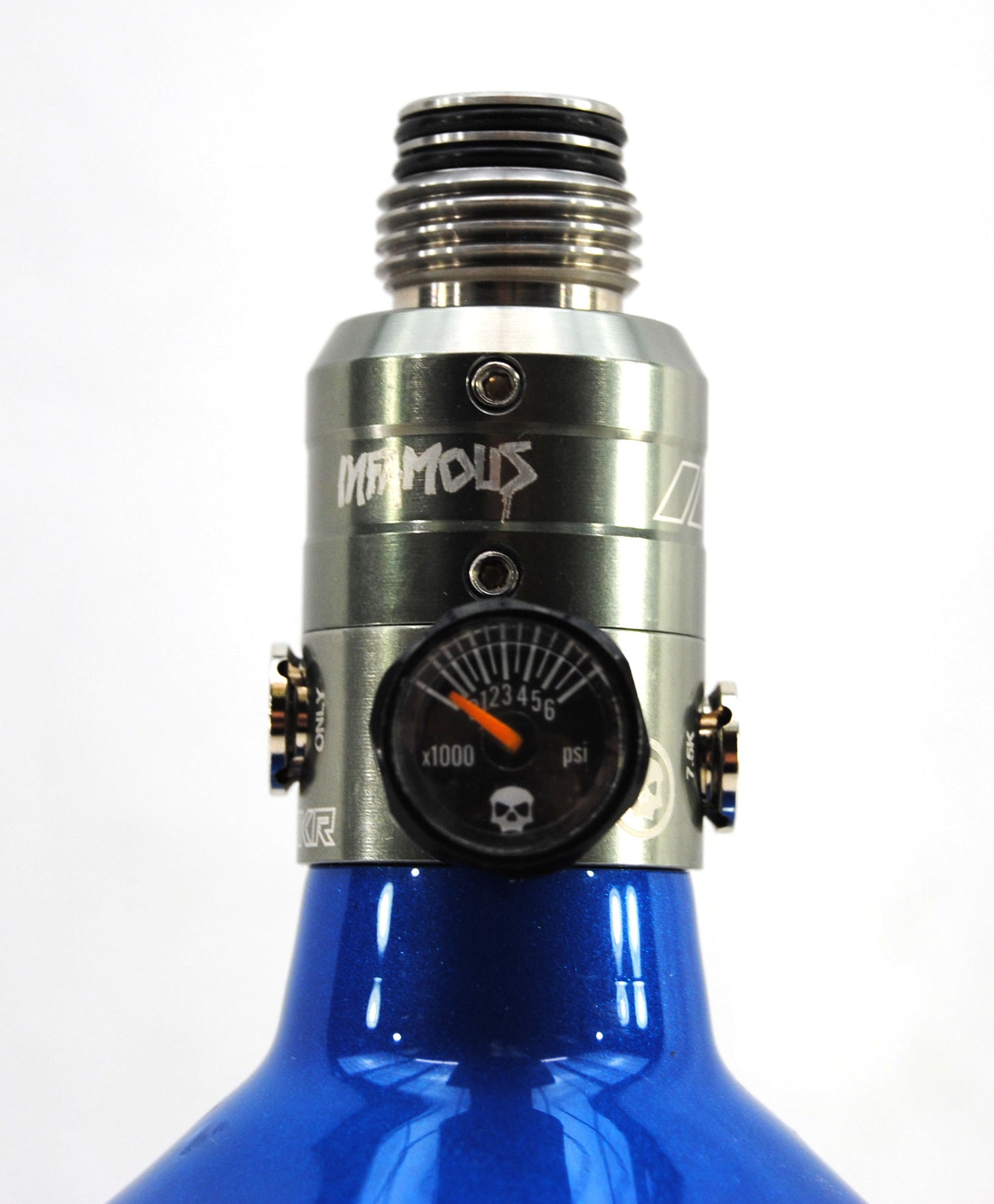 Infamous Skeleton Air "Diamond Series" 68ci/4500psi Tank w/ Silver Haymaker 500 Reg - Blue/White