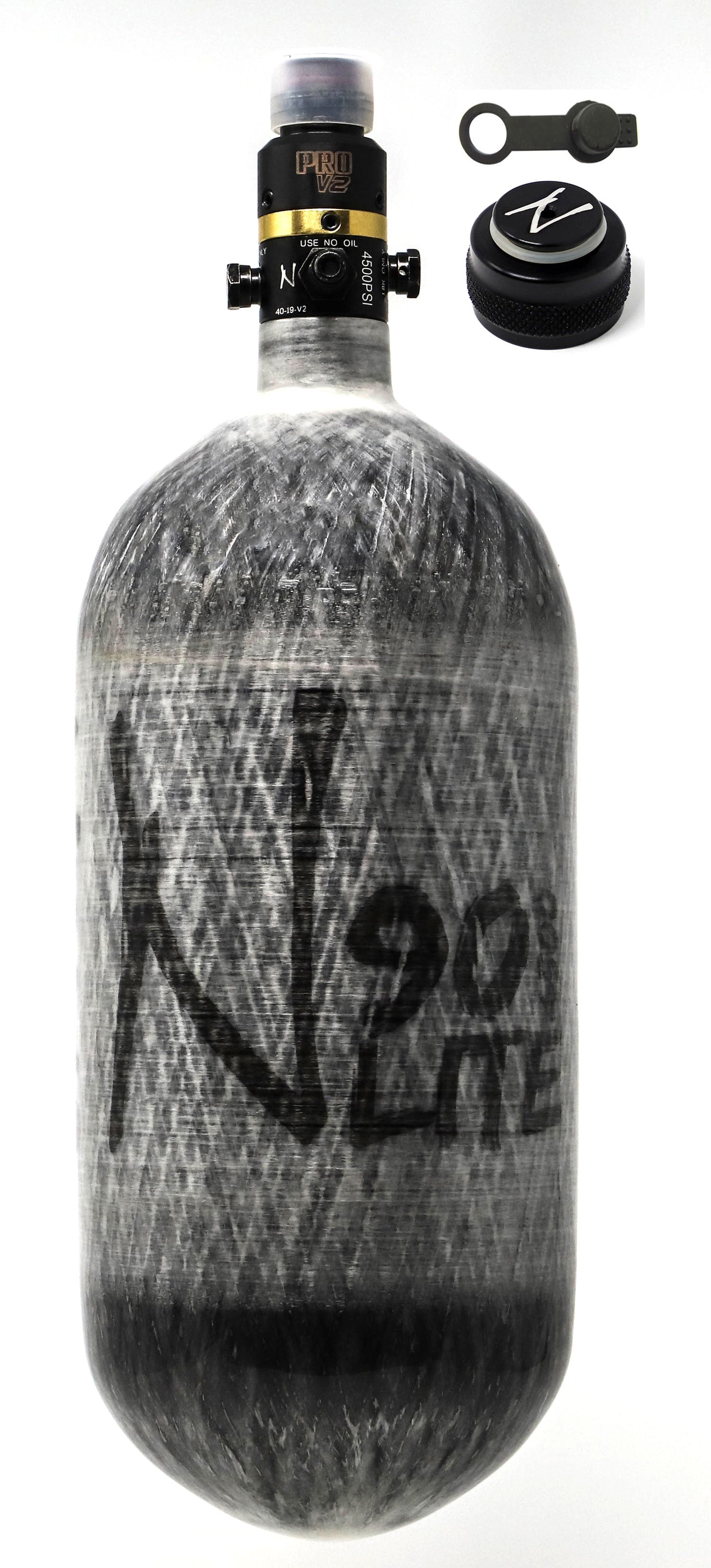 Ninja 90ci 4500psi HPA Tank with Thread Protector/Nipple Cover - Grey Ghost - Ninja Paintball