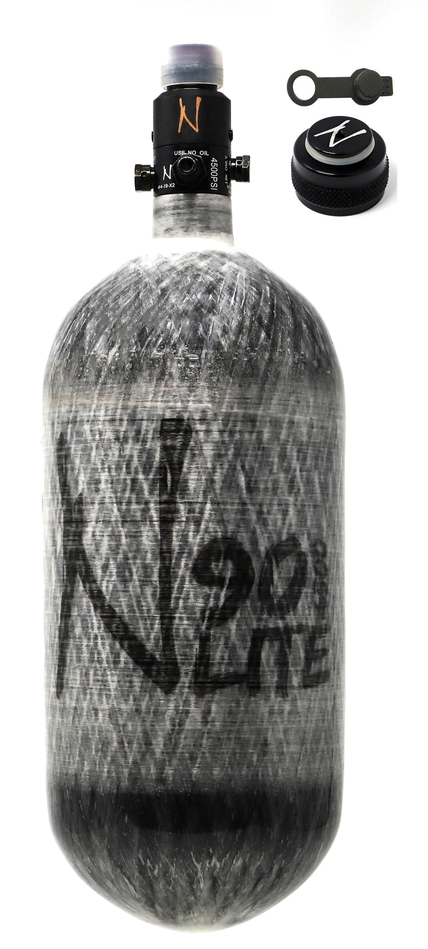 Ninja 90ci 4500psi HPA Tank with Thread Protector/Nipple Cover - Grey Ghost - Ninja Paintball
