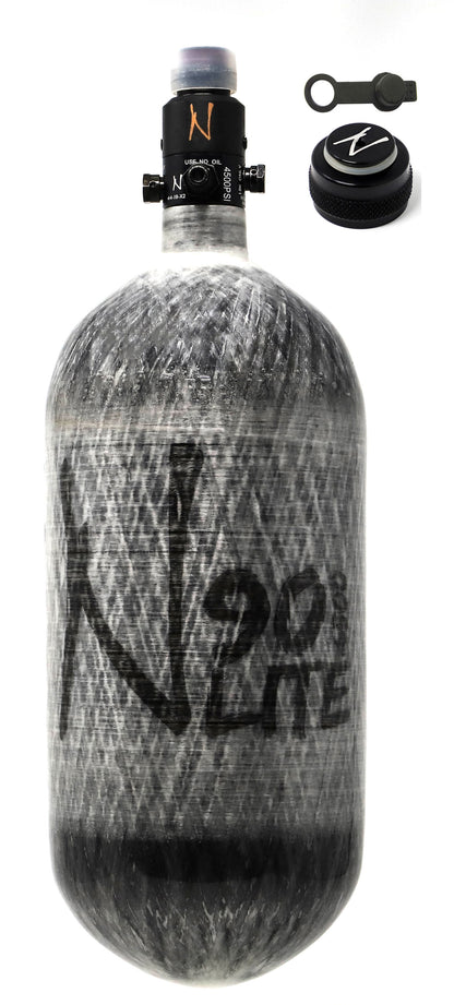 Ninja 90ci 4500psi HPA Tank with Thread Protector/Nipple Cover - Grey Ghost - Ninja Paintball