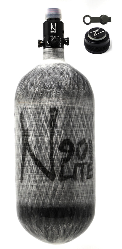 Ninja 90ci 4500psi HPA Tank with Thread Protector/Nipple Cover - Grey Ghost - Ninja Paintball