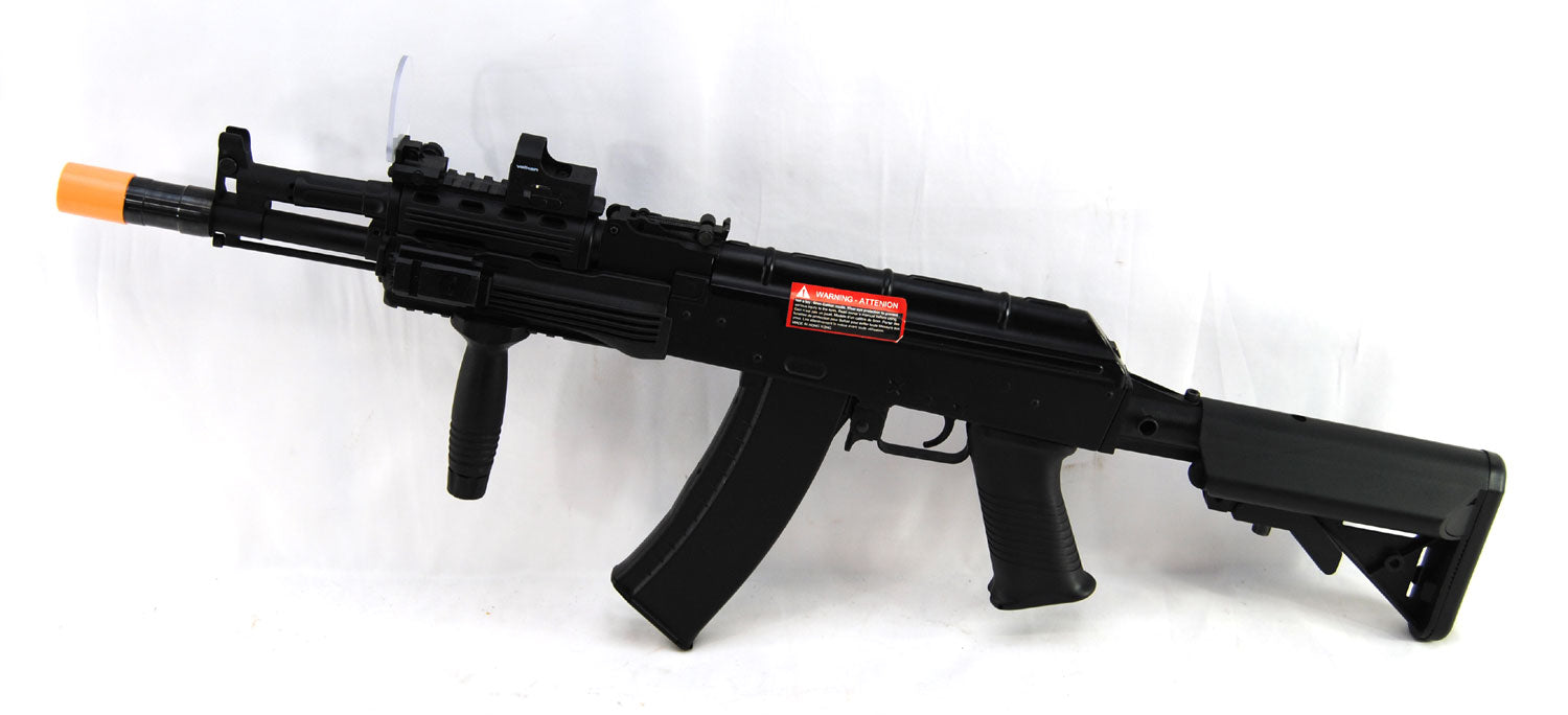 Classic Army Full Metal CA026M AK-74 Tactical Airsoft AEG Rifle w/ Upgrades Bundle - Black - Classic Army