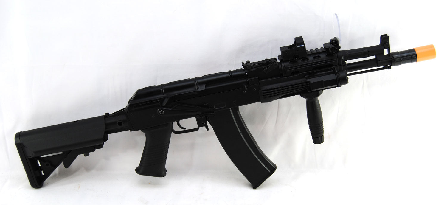 Classic Army Full Metal CA026M AK-74 Tactical Airsoft AEG Rifle w/ Upgrades Bundle - Black - Classic Army