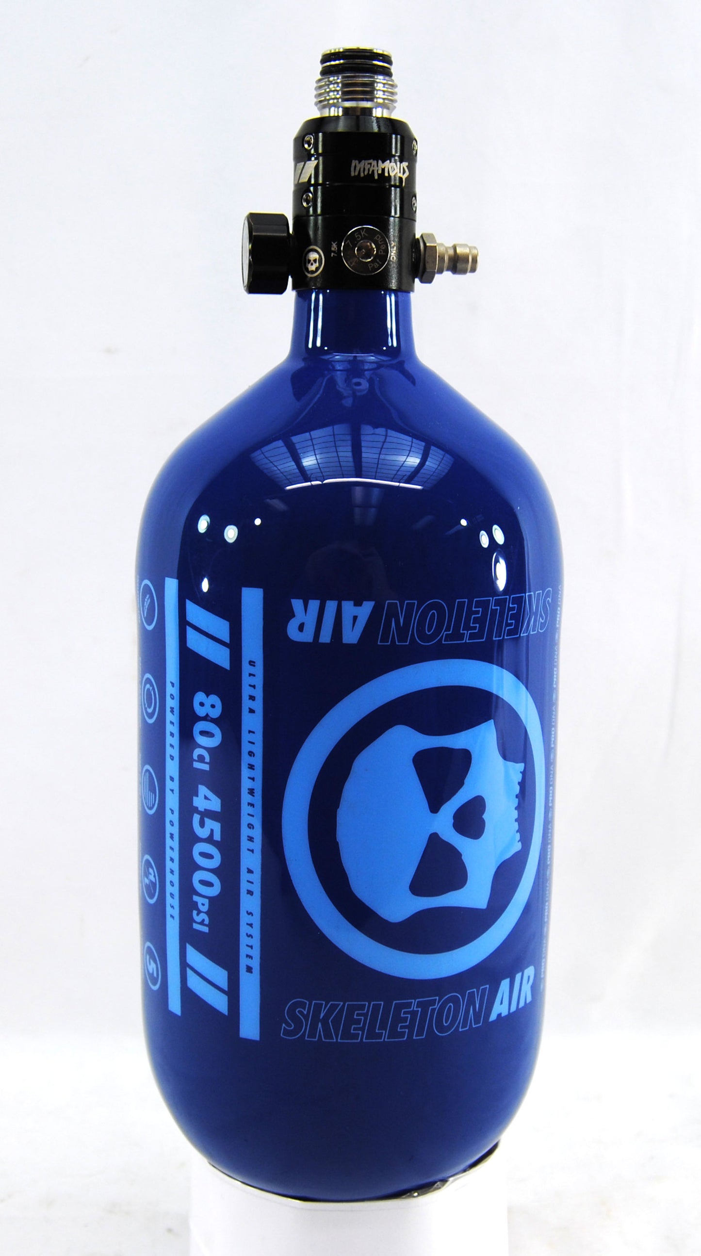 Infamous Skeleton Air "Hyperlight" 80ci/4500psi Tank w/ Haymaker 500 Reg - Blue/Blue - Infamous