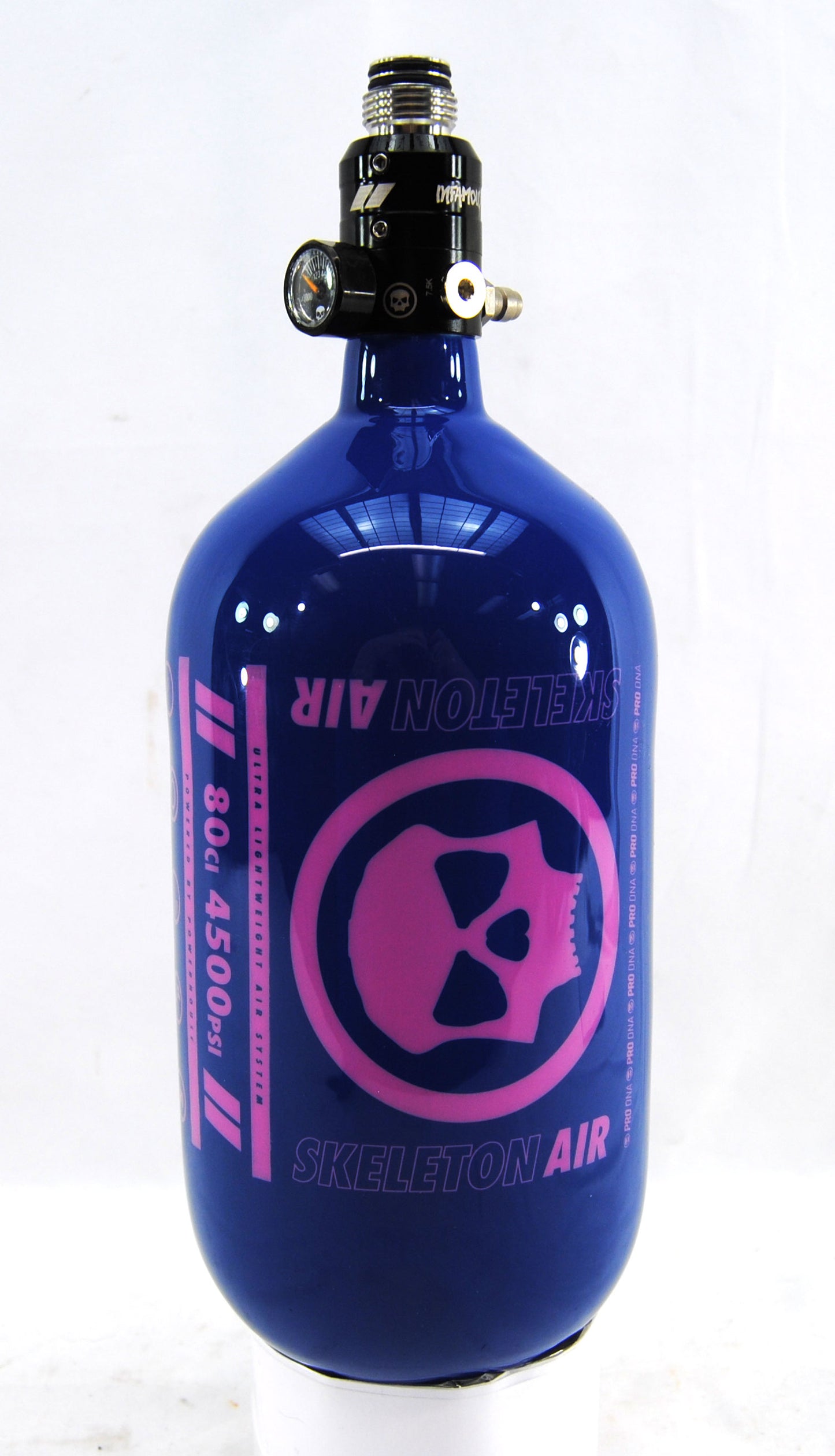 Infamous Skeleton Air "Hyperlight" 80ci/4500psi Tank w/ Haymaker 500 Reg - Bubblegum (Blue/Pink) - Infamous