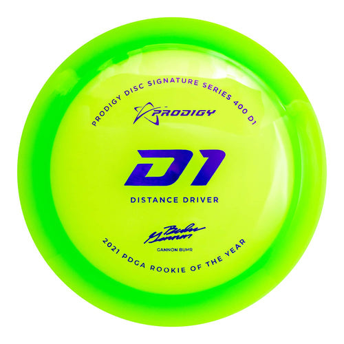 Prodigy D1 Distance Driver Disc - 400 Plastic - Gannon Buhr 2022 Signature Series