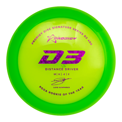 Prodigy D3 Distance Driver Disc - 400 Plastic - Luke Humphries 2022 Signature Series