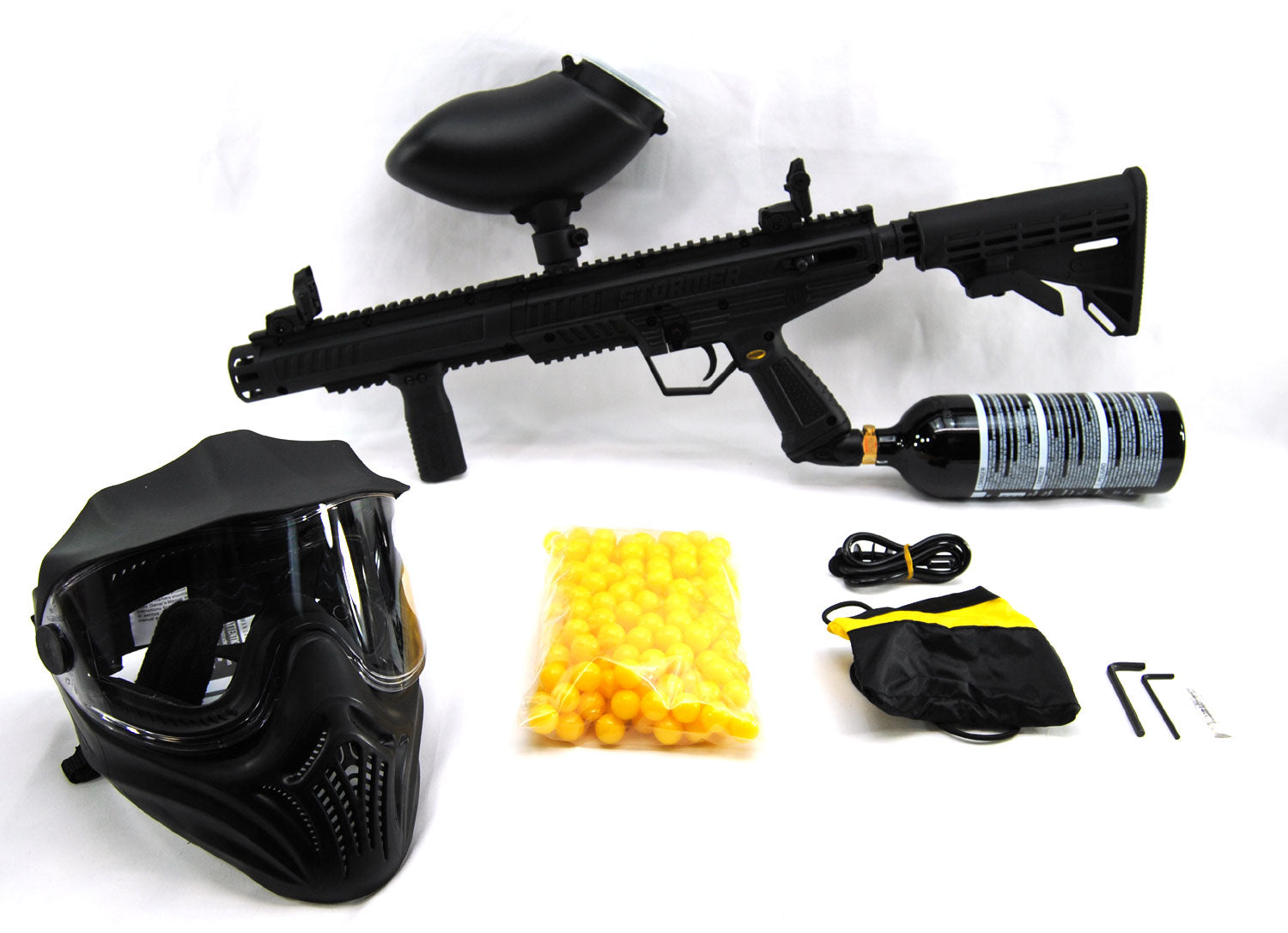 Tippmann Stormer Tactical Paintball Package 200 Rd Loader Paintballs 20 oz CO2 Tank - Tippmann