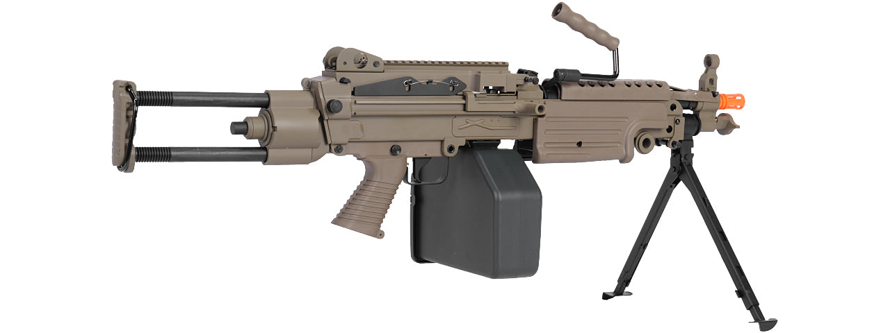 Cybergun FN Licensed M249 Airsoft AEG Machine Gun Paratrooper Tan - Cybergun