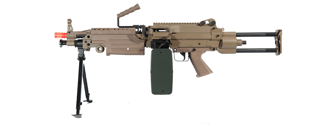 Cybergun FN Licensed M249 Airsoft AEG Machine Gun Paratrooper Tan - Cybergun