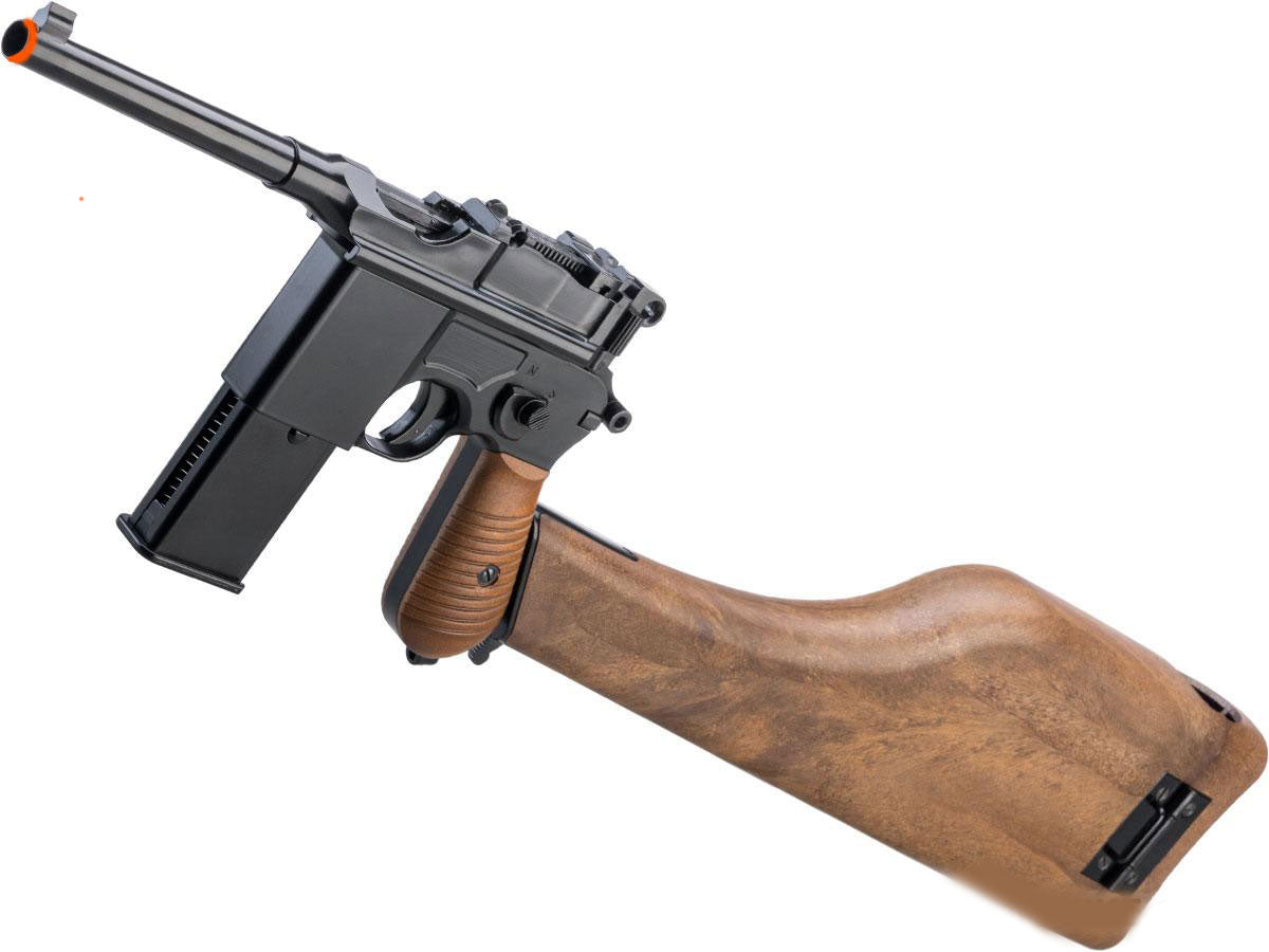 AW Custom Japanese Spec M712 Gas Blowback Airsoft Pistol w/ Imitation Wood Stock - Evike