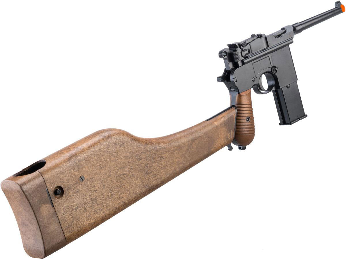 AW Custom Japanese Spec M712 Gas Blowback Airsoft Pistol w/ Imitation Wood Stock - Evike