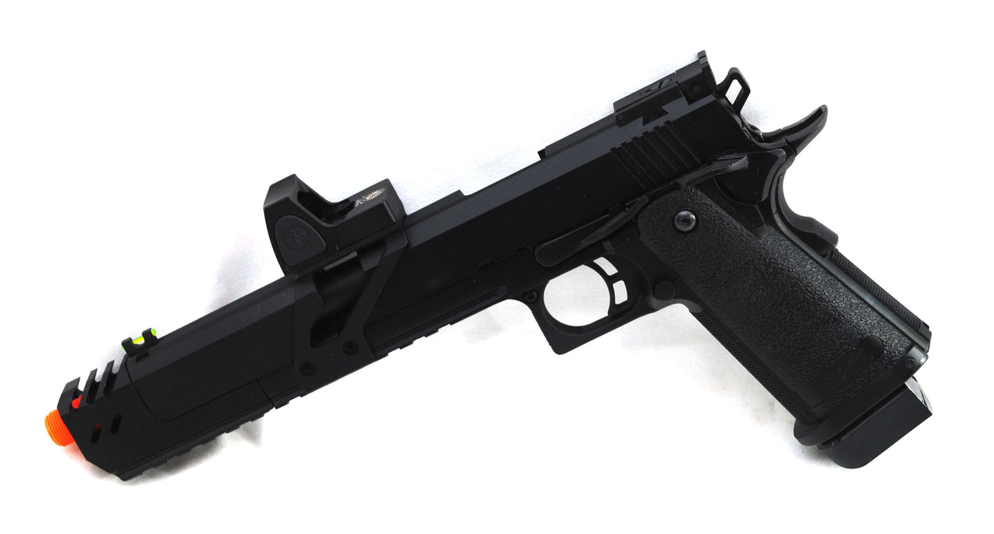 Nuprol Raven Hi-Capa Dragon 7 + BDS Full Metal Gas Blowback Pistol - Black