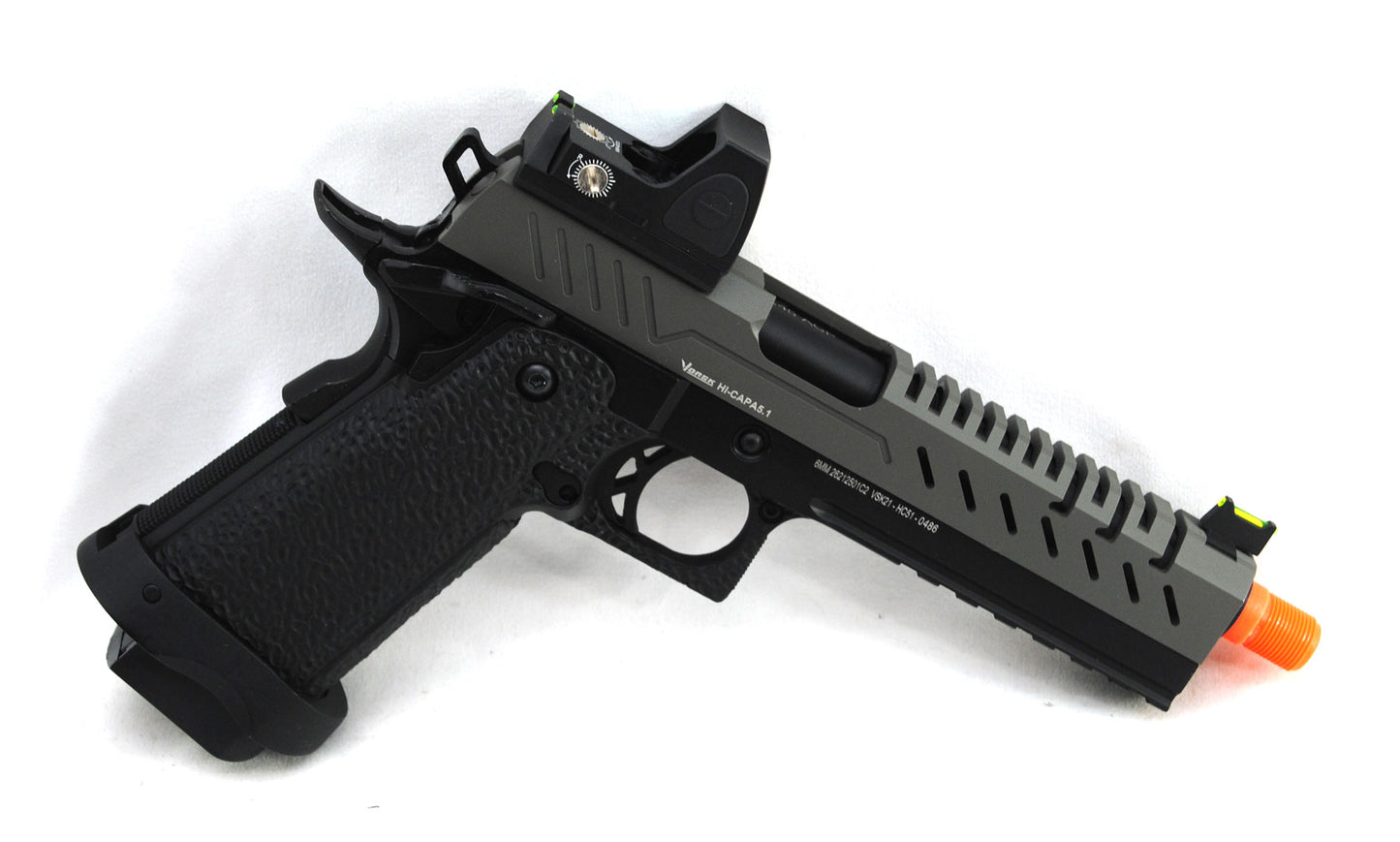 Nuprol Vorsk Hi-Capa 5.1 + BDS Full Metal Gas Blowback Pistol - Black/Grey