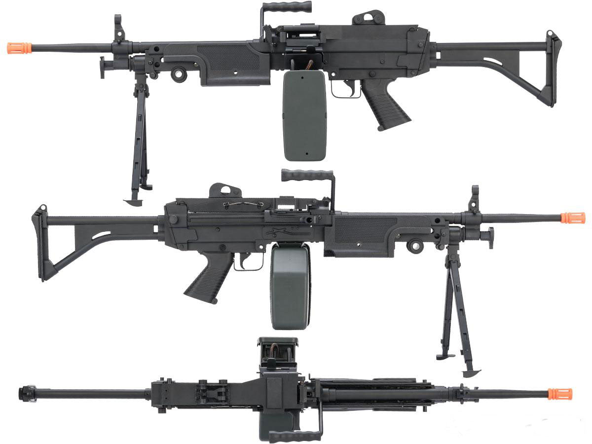 Cybergun FN Licensed "Middleweight" M249 Airsoft Machine Gun (Version 1) - Black - Evike