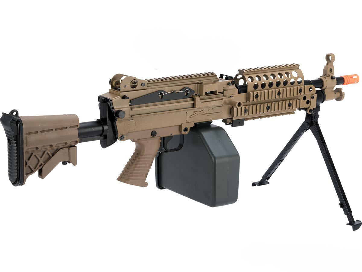 Cybergun FN Licensed M249 Airsoft Machine Gun MK46 / Dark Earth / AEG - Cybergun