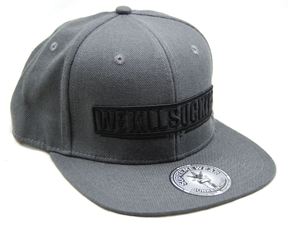 Bunker Kings WKS Adjustable Snapback Hat Grey/Black - One Size Fits Most - Bunker Kings