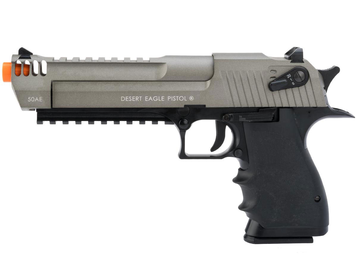 Cybergun Magnum Research Licensed Semi/Full Auto Metal Desert Eagle L6 CO2 Gas Blowback Airsoft Pistol - Black w/ Grey
