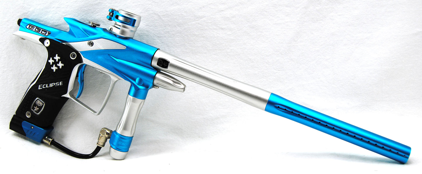 Used Planet Eclipse Ego 9 Paintball Marker Blue &amp; Silver with Upgraded POPS ASA - Planet Eclipse