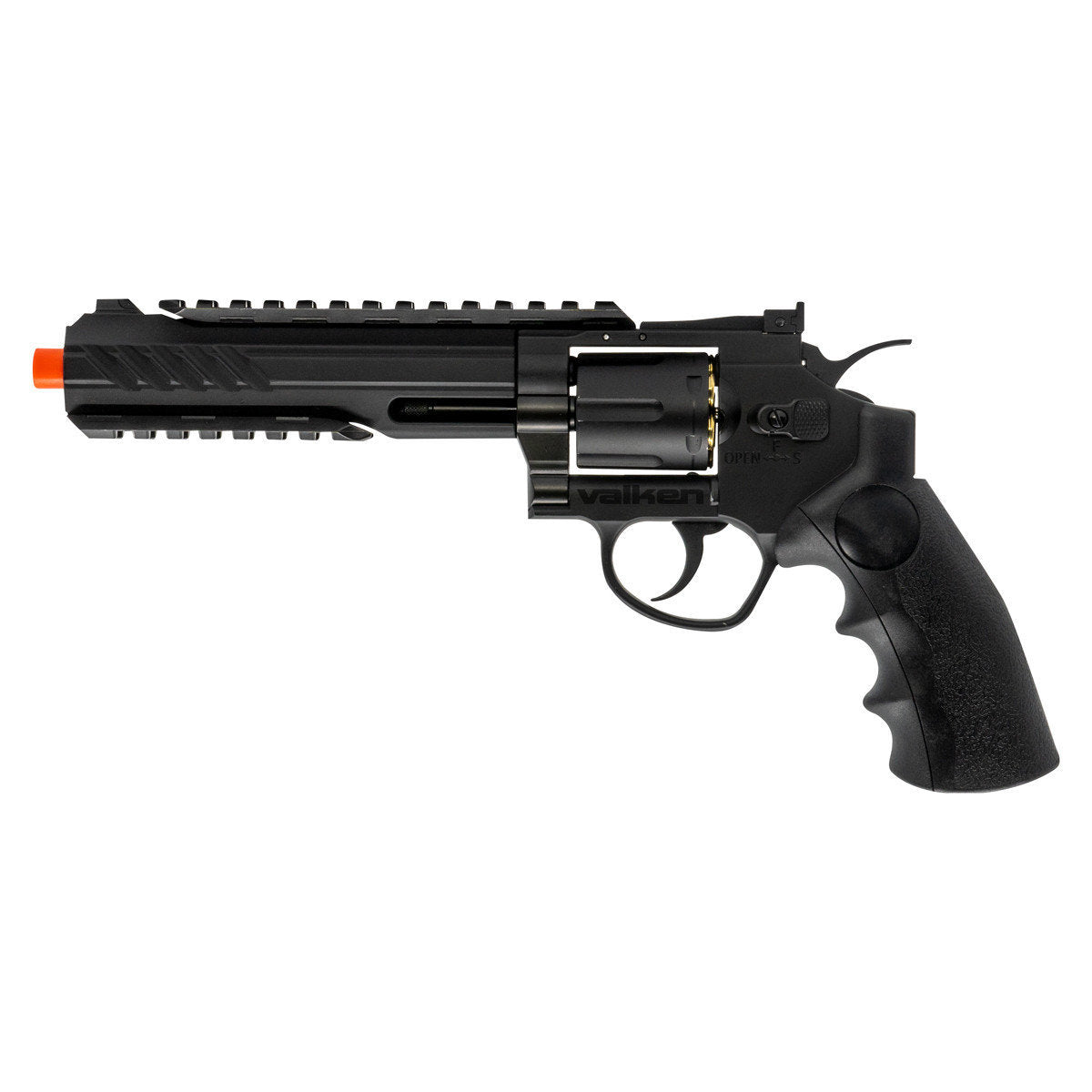 Valken Revolver 6&quot; CO2 Powered Airsoft Metal Pistol - Black - Valken