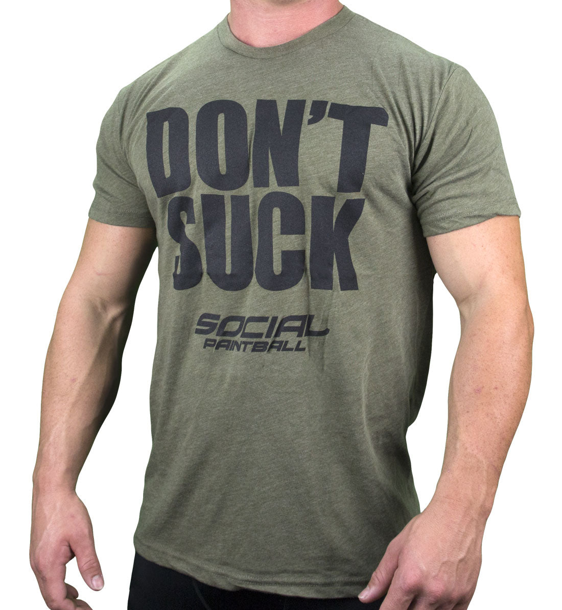 Social Paintball Crew Don't Suck T-Shirt Olive/Black - Large - Social Paintball