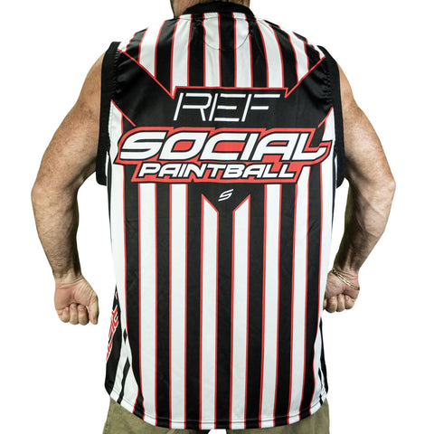 Grit Sleeveless Jersey, Red Black Pinstripe - Social Paintball