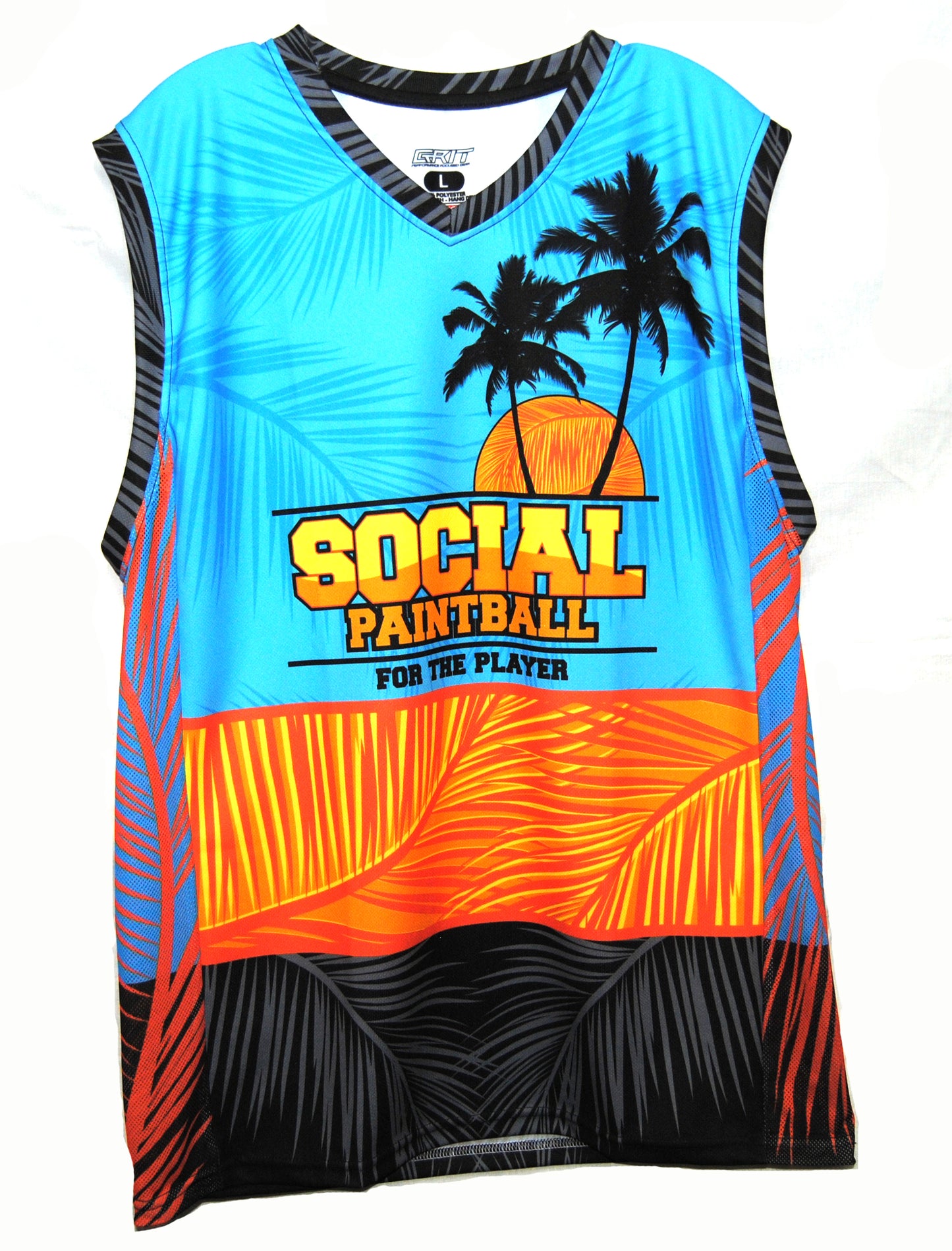 Social Paintball Grit Sleeveless Jersey - Sunset - L - Social Paintball